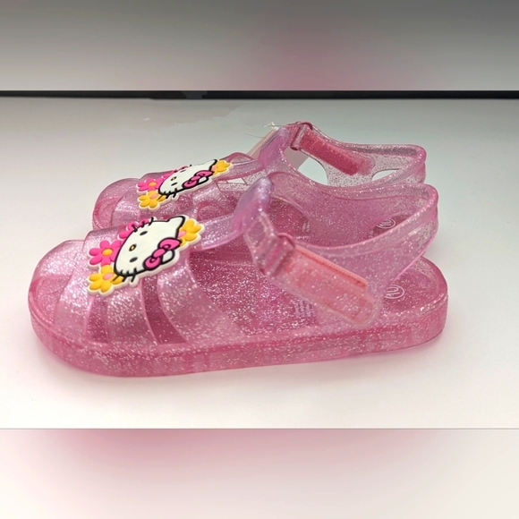 BNWOT Sanrio Hello Kitty (Girl's Size 10) Pink Glitter Jelly Sandals - Picture 3 of 16